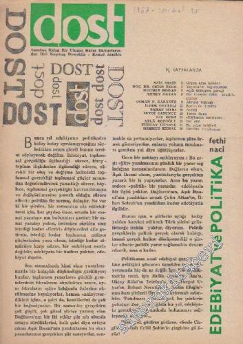 Dost Fikir ve Sanat Dergisi: Edebiyat ve Politika - Sayı: 35  19    Eylül 1967