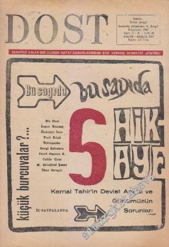 Dost Fikir ve Sanat Dergisi - Sayı: 37 - 38  20    Kasım - Aralık 1967