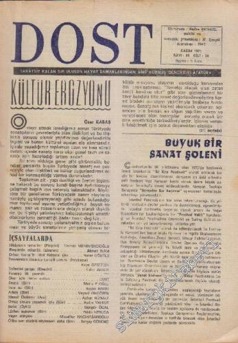 Dost Fikir ve Sanat Dergisi - Sayı: 85  24    Kasım 1971