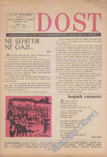 Dost Fikir ve Sanat Dergisi - Sayı: 87  24    Ocak 1972