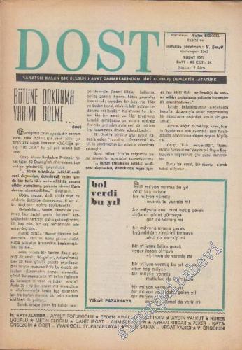 Dost Fikir ve Sanat Dergisi - Sayı: 88  24    Şubat 1972