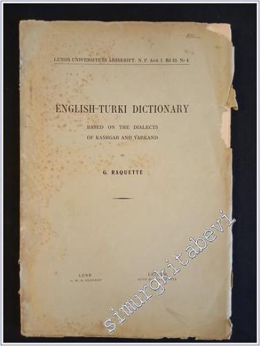 English Turki Dictionary Based on the Dialects of Kashgar and Yarkand 