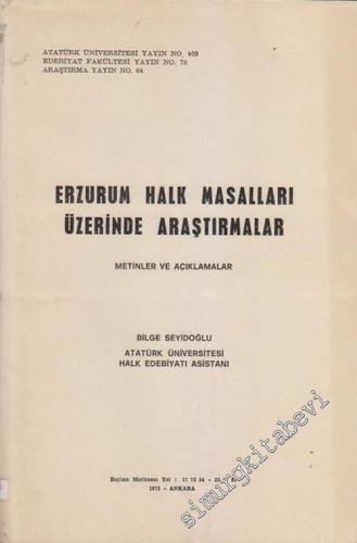 Erzurum Halk Masalları Üzerinde Araştırmalar: Metinler ve Açıklamalar -        1975