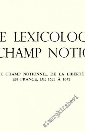 Etude Lexicologique d'un Champ Notionnel -