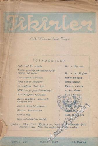 Fikirler Aylık Kültür ve Sanat Dergisi - Sayı: 331 - Yeni Seri      Mart
