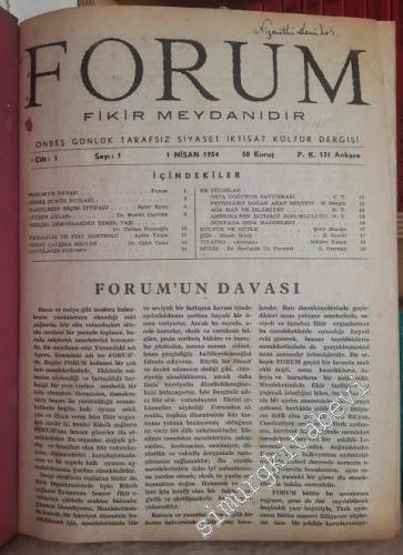 Forum Onbeş Günlük Tarafsız Siyaset, İktisat, Kültür Dergisi : Sayı 1 