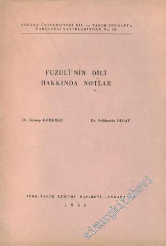 Fuzuli'nin Dili Hakkında Notlar -        1956