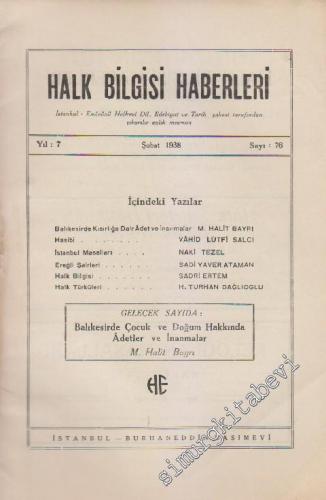 Halk Bilgisi Haberleri - Sayı: 76    7  Şubat