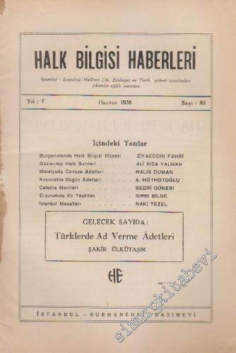 Halk Bilgisi Haberleri - Sayı: 80    7  Haziran