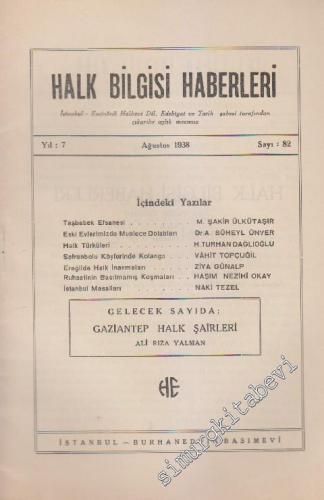 Halk Bilgisi Haberleri - Sayı: 82 7 Ağustos