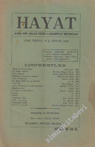 Hayat Fikir ve Edebiyat Mecmuası - Sayı: 5      Mayıs