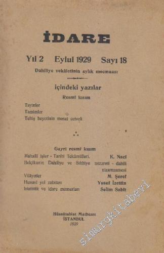 İdare Dergisi - Sayı: 18    2  Eylül 1929