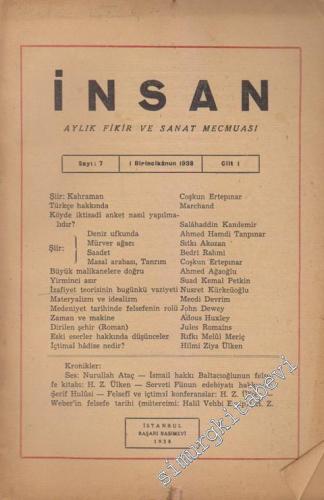 İnsan Aylık Fikir ve Sanat Mecmuası - Sayı: 7  Cilt: 1  Yıl: 1  Birincikanun