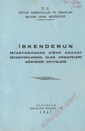 İskenderun İstasyonundan Diğer Anahat İstasyonlarına Olan Mesafeleri Gösterir Cetveldir -