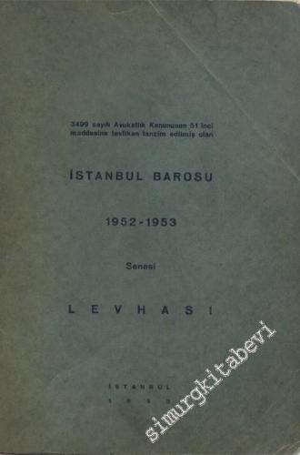 İstanbul Barosu 1952 - 1953 Senesi Levhası