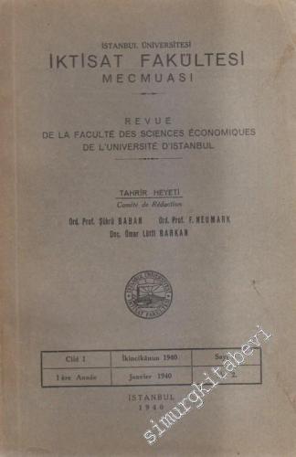 İstanbul Üniversitesi İktisat Fakültesi Mecmuası - Revue De La Faculte Des Sciences Economiques De L'Universite D'Istanbul - 2  1    İkincikanun