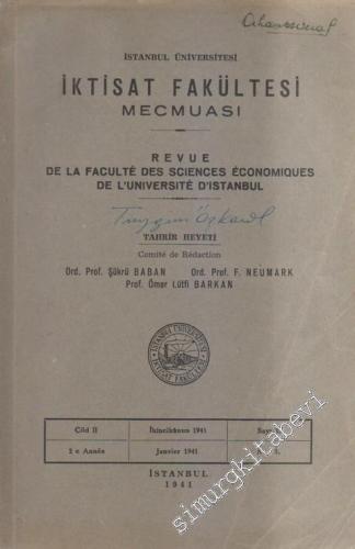 İstanbul Üniversitesi İktisat Fakültesi Mecmuası - Revue De La Faculte Des Sciences Economiques De L'Universite D'Istanbul - 2  2    İkincikanun
