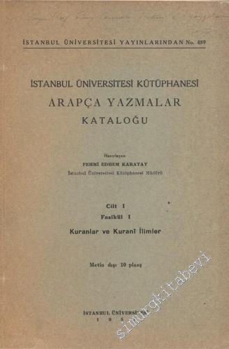 İstanbul Üniversitesi Kütüphanesi Arapça Yazmalar Kataloğu, Cilt 1, Fa