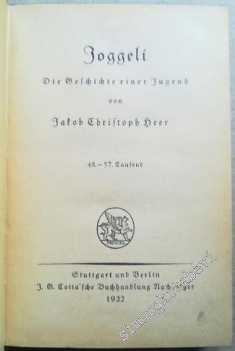 Joggeli : Die Geschichte einer Jugend -        1922
