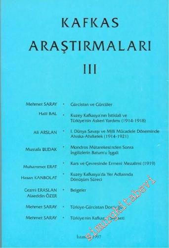 Kafkas Araştırmaları - Sayı 3        1997