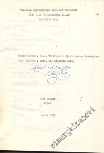 Kırım Türklerinin Ağızlarından Derlemeler - BİTİRME TEZİ -