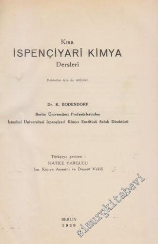 Kısa İspençiyarî Kimya Dersleri -