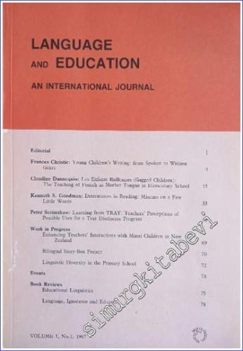 Language And Education: An International Journal - Sayı: 1 Volume: 1