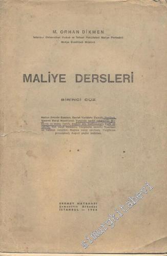 Maliye Dersleri ( Birinci Cüz )  -
