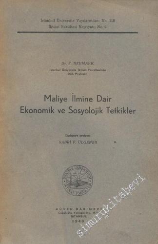 Maliye İlmine Dair Ekonomik ve Sosyolojik Tetkikler -