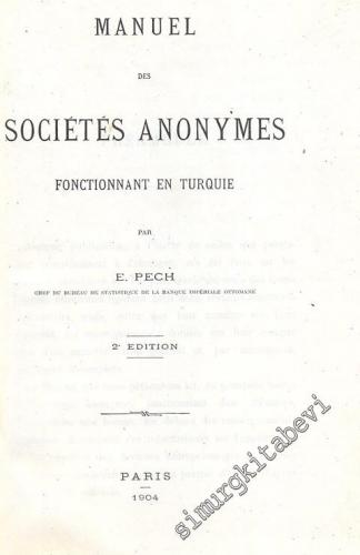 Manuel des Sociétés Anonymes Fonctionnant en Turquie FOTOKOPİ -