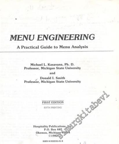 Menu Engineering A Practical Guide To Menu Analysis ( Fotokopi ) -