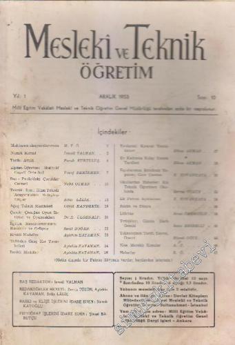 Mesleki ve Teknik Öğretim - Sayı: 10    Yıl: 1  Aralık 1953