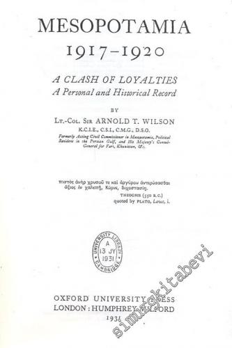 Mesopotamia 1917 - 1920 - A Clash of Loyalities FOTOKOPİ -