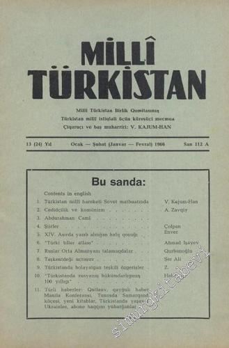 Milli Türkistan - Milli Türkistan Birlik Qomitasının Türkistan Milli İstiqlali Üçün Küreşüçi Mecmua - Sayı: 112 A, Ocak-Şubat 1966