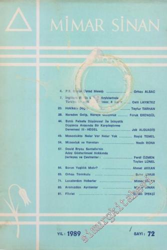 Mimar Sinan Dergisi - Sayı: 72       1989