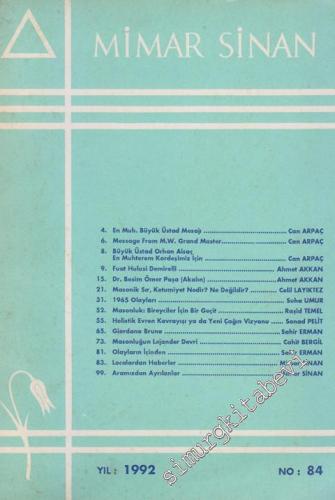 Mimar Sinan Dergisi - Sayı: 84       1992