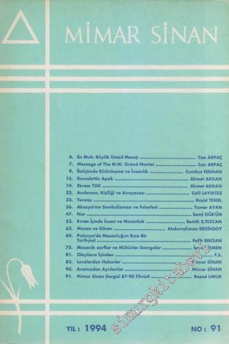 Mimar Sinan Dergisi - Sayı: 91       1994