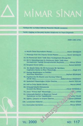 Mimar Sinan Dergisi - Sayı: 117, Yıl 2000