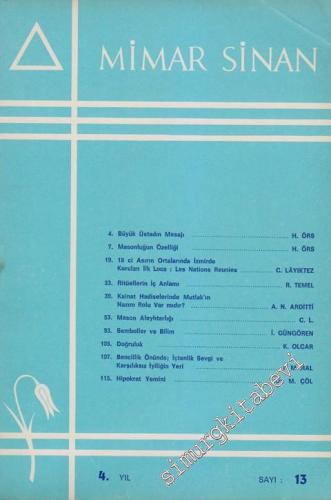 Mimar Sinan Dergisi - Sayı: 13    Yıl: 4   1973