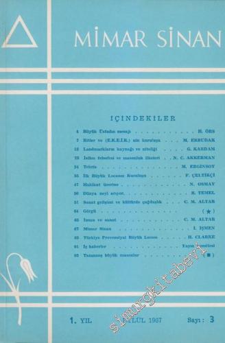 Mimar Sinan Dergisi - Sayı: 3, Eylül 1967