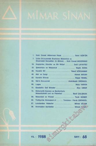 Mimar Sinan Dergisi - Sayı: 68       1988