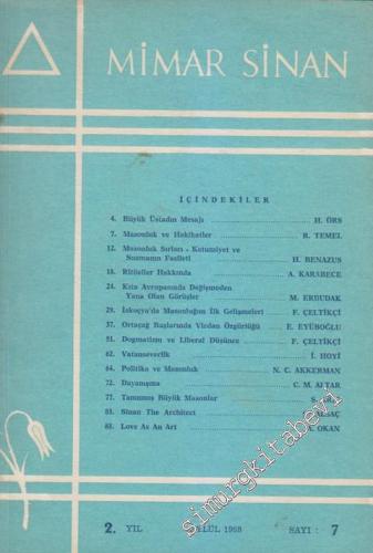 Mimar Sinan Dergisi - Sayı: 7, Eylül 1968       1968