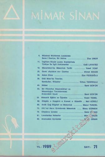 Mimar Sinan Dergisi - Sayı: 71      Mart 1989