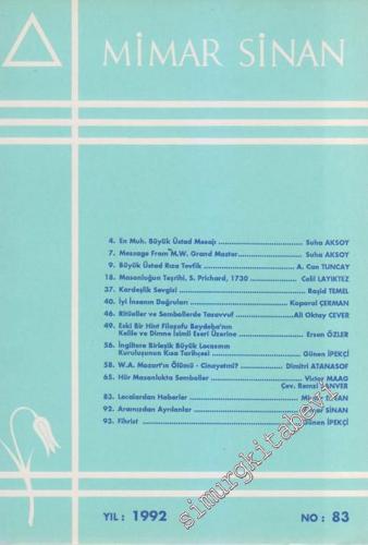 Mimar Sinan Dergisi - Sayı: 83       1992