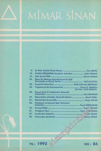 Mimar Sinan Dergisi - Sayı: 86       1992