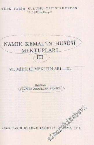 Namık Kemal'in Hususi Mektupları 3: Midilli Mektupları -        1973