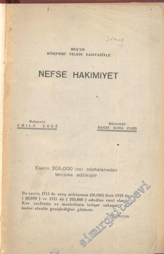 Nefse Hakimiyet: Meş'ur Binefsihi Telkin Vasıtasiyle -