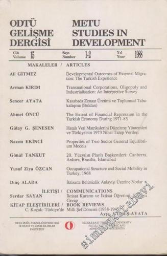 ODTÜ Gelişme Dergisi - METU Studies in Development - Sayı: 1 - 2 Cilt: