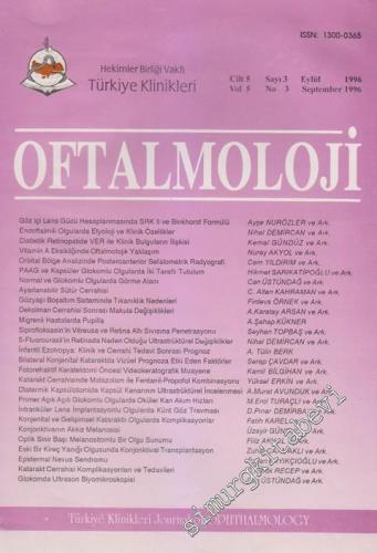 Oftalmoloji Dergisi - Türkiye Klinikleri - Sayı: 3 5 Eylül