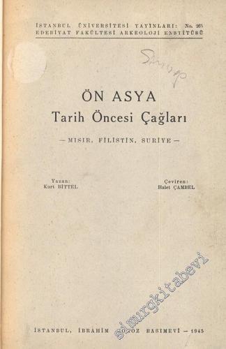 Ön Asya Tarih Öncesi Çağları: Mısır, Filistin, Suriye